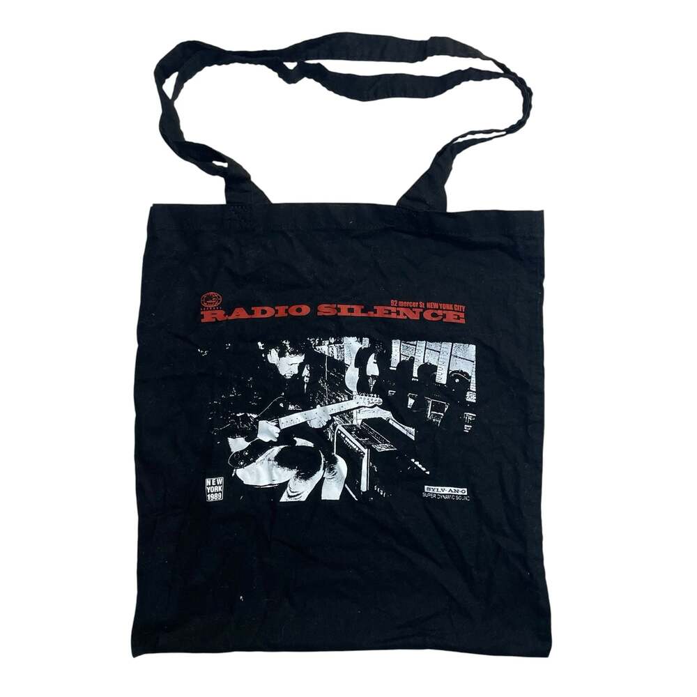 Brandy Melville Radio Silence NYC Graphic Canvas Tote Bag Black One Size